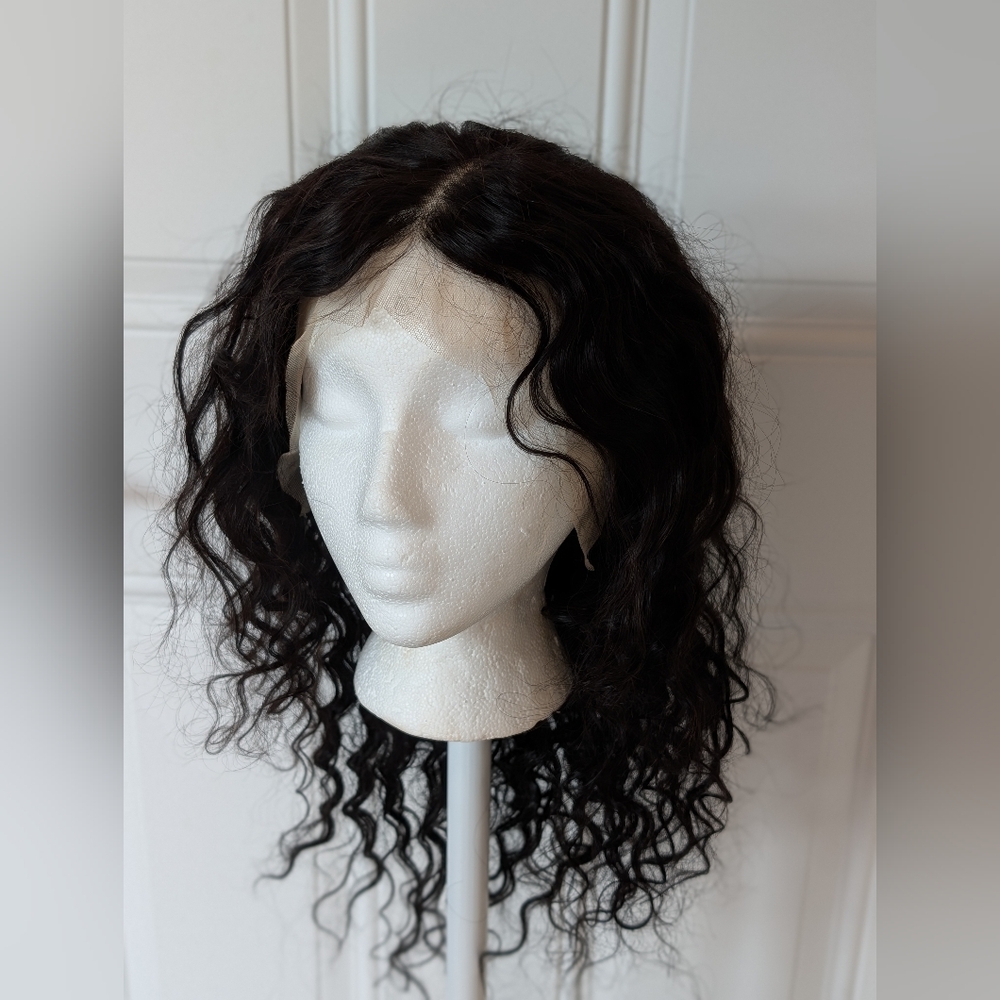 22” Curly Lace Front Wig Dark Brown Voluminous Waves